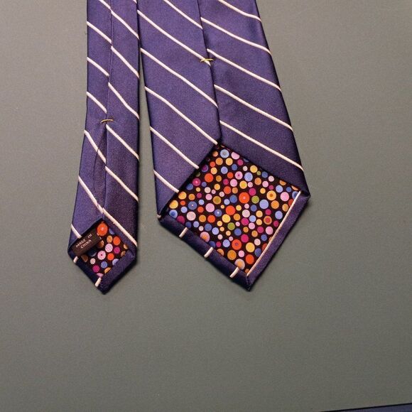 City of London Silk Blue with White stripe Tie - Picture 7 of 7